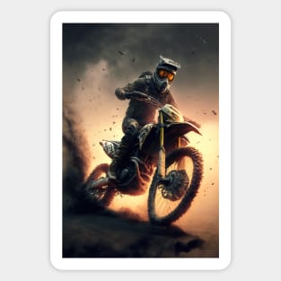 Fast Dirt bike rider on mars CGI style Sticker